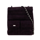 シャネル チョコバー チェーン ショルダーバッグ パープル シルバー スウェード レディース CHANEL 【中古】